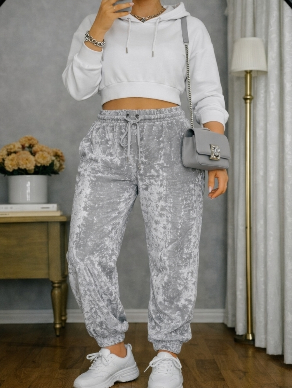 Lululemon Crushed Velvet Joggers - Light Gray - Women's 10